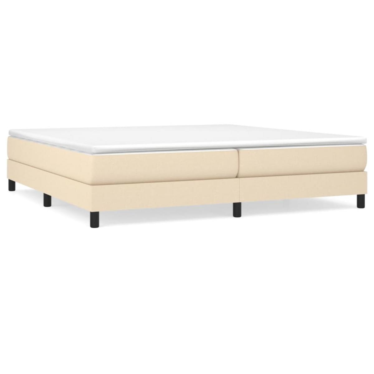 Cama box spring con colchón tela color crema 200x200 cm