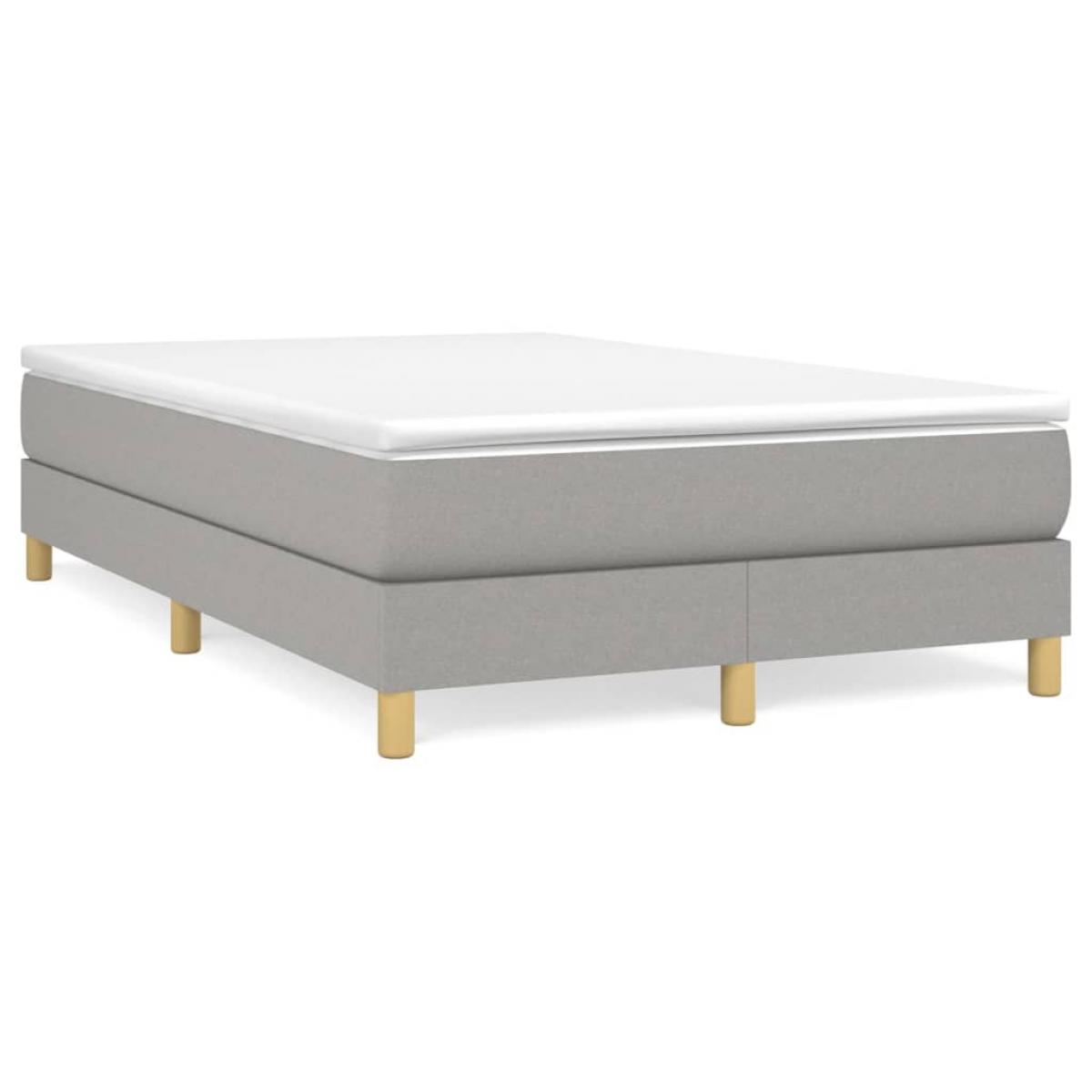 Cama box spring con colchón tela gris claro 120x200 cm