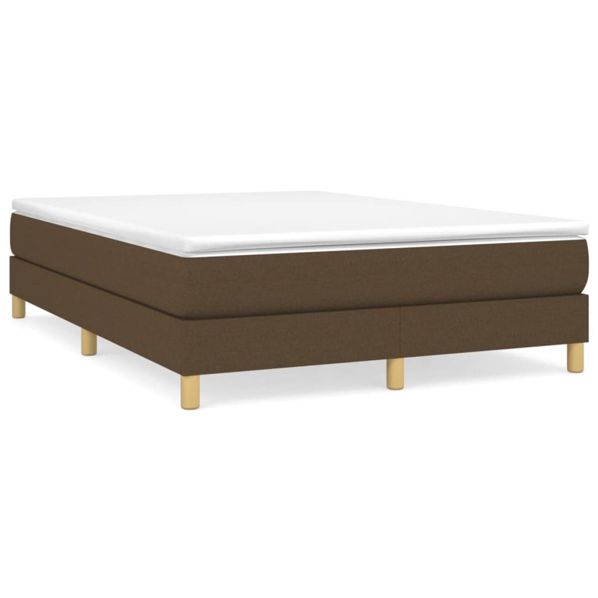 Cama box spring con colchón tela marrón oscuro 140x200 cm