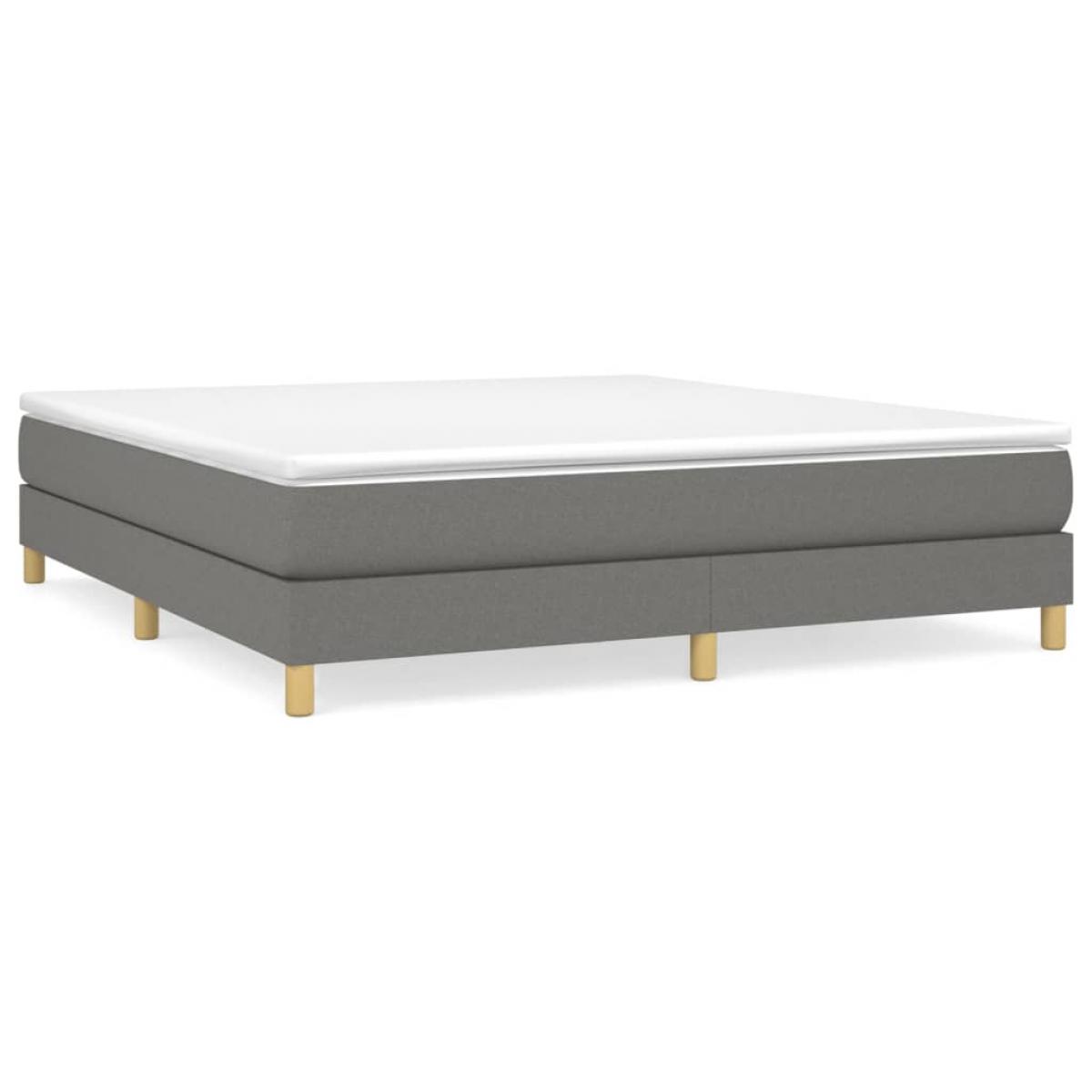 Cama box spring con colchón tela gris oscuro 160x200 cm