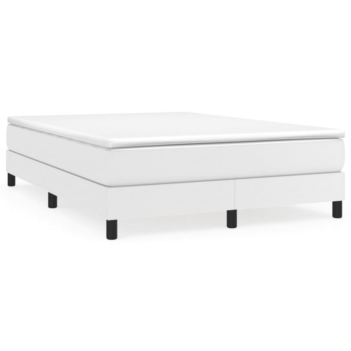 Cama box spring con colchón cuero sintético blanco 140x190 cm