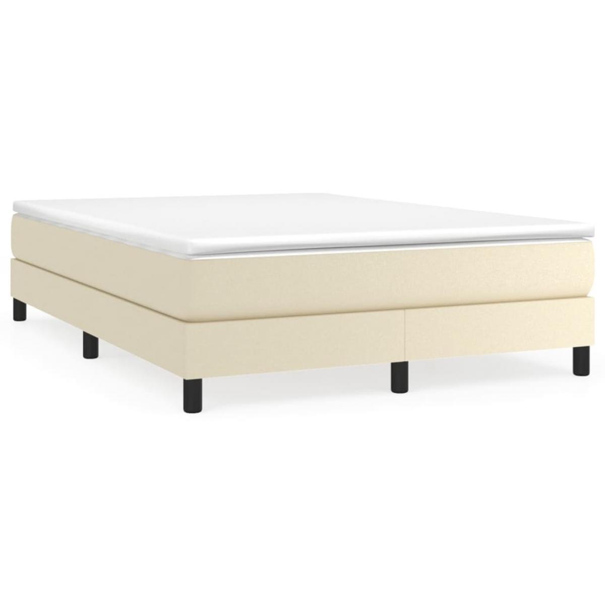 Cama box spring con colchón cuero sintético crema 140x200cm