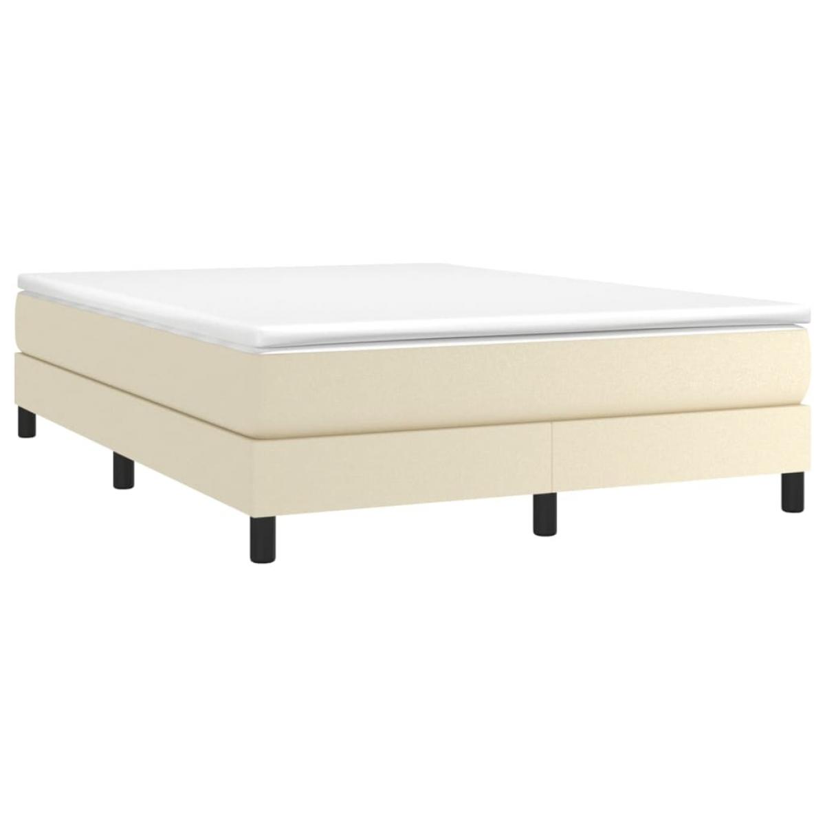 Cama box spring con colchón cuero sintético crema 140x200cm