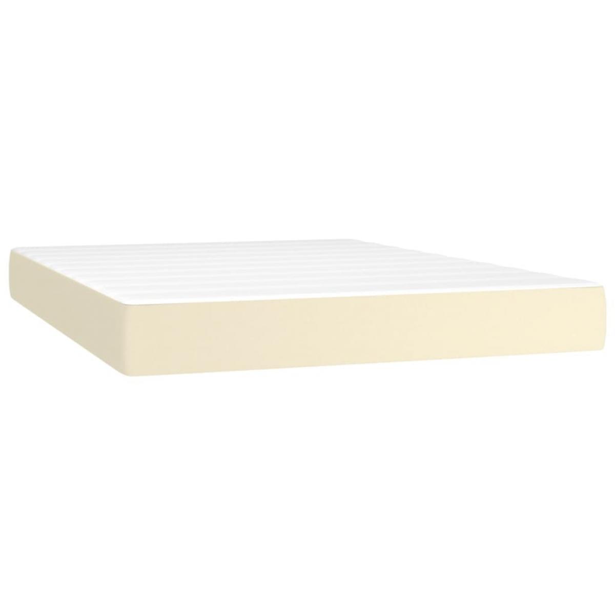 Cama box spring con colchón cuero sintético crema 140x200cm