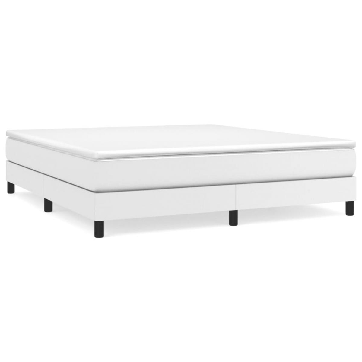 Cama box spring con colchón cuero sintético blanco 160x200 cm