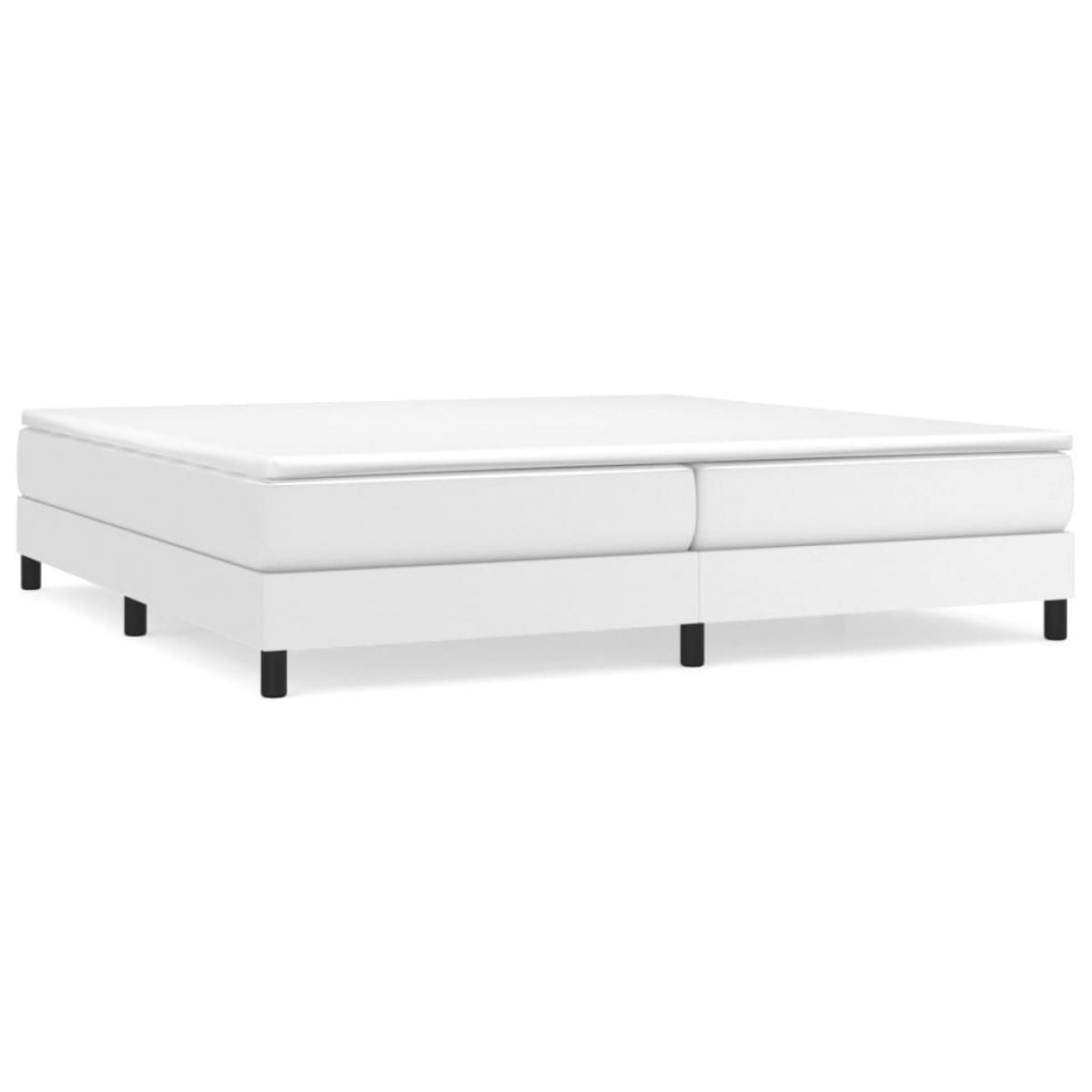 Cama box spring con colchón cuero sintético blanco 200x200 cm