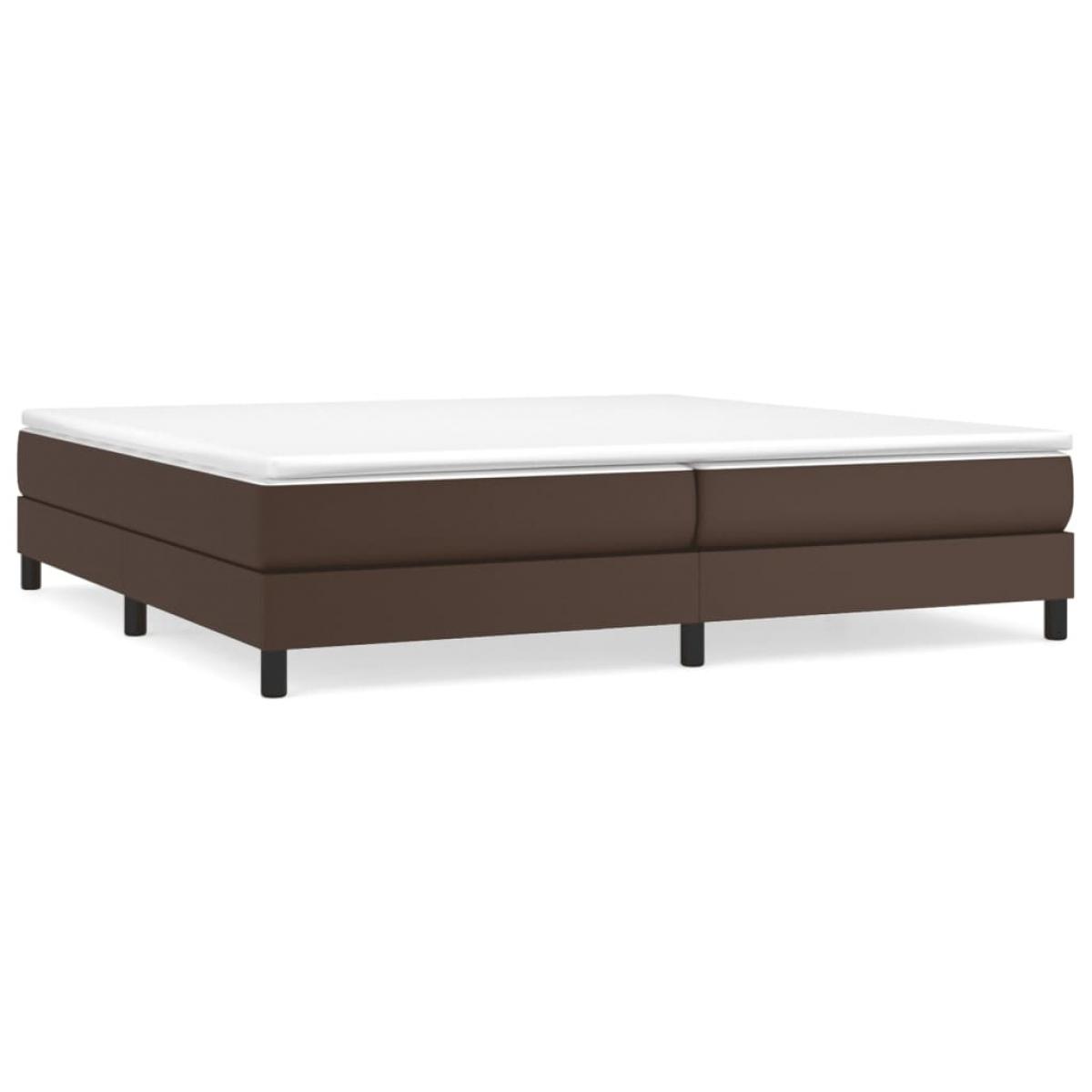 Cama box spring con colchón cuero sintético marrón 200x200 cm