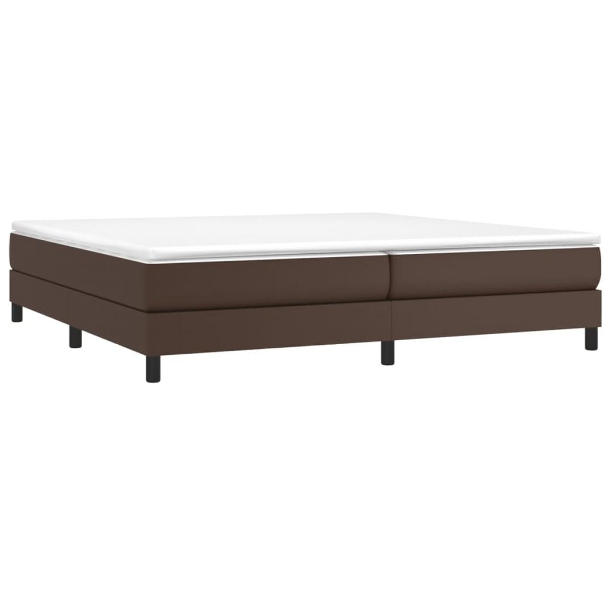 Cama box spring con colchón cuero sintético marrón 200x200 cm