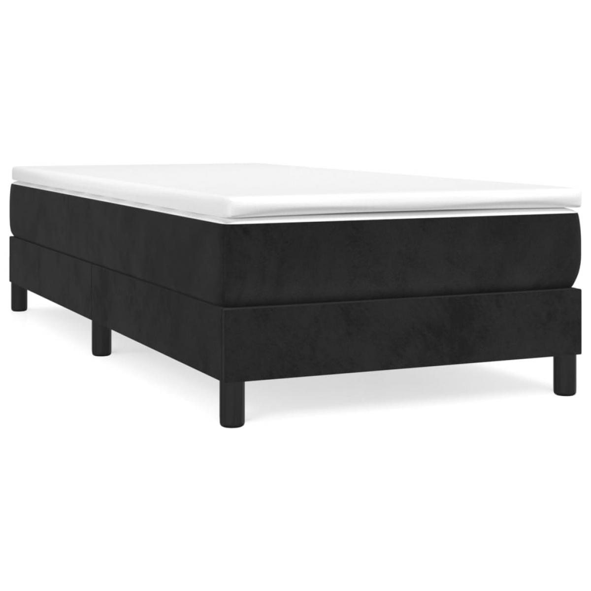 Cama box spring con colchón cuero sintético negro 90x190 cm
