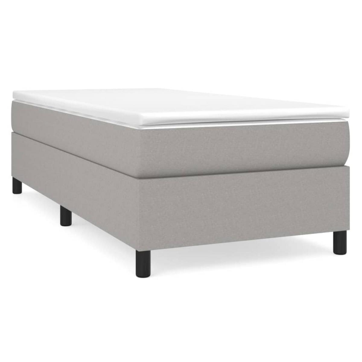 Cama box spring con colchón tela gris claro 90x200 cm