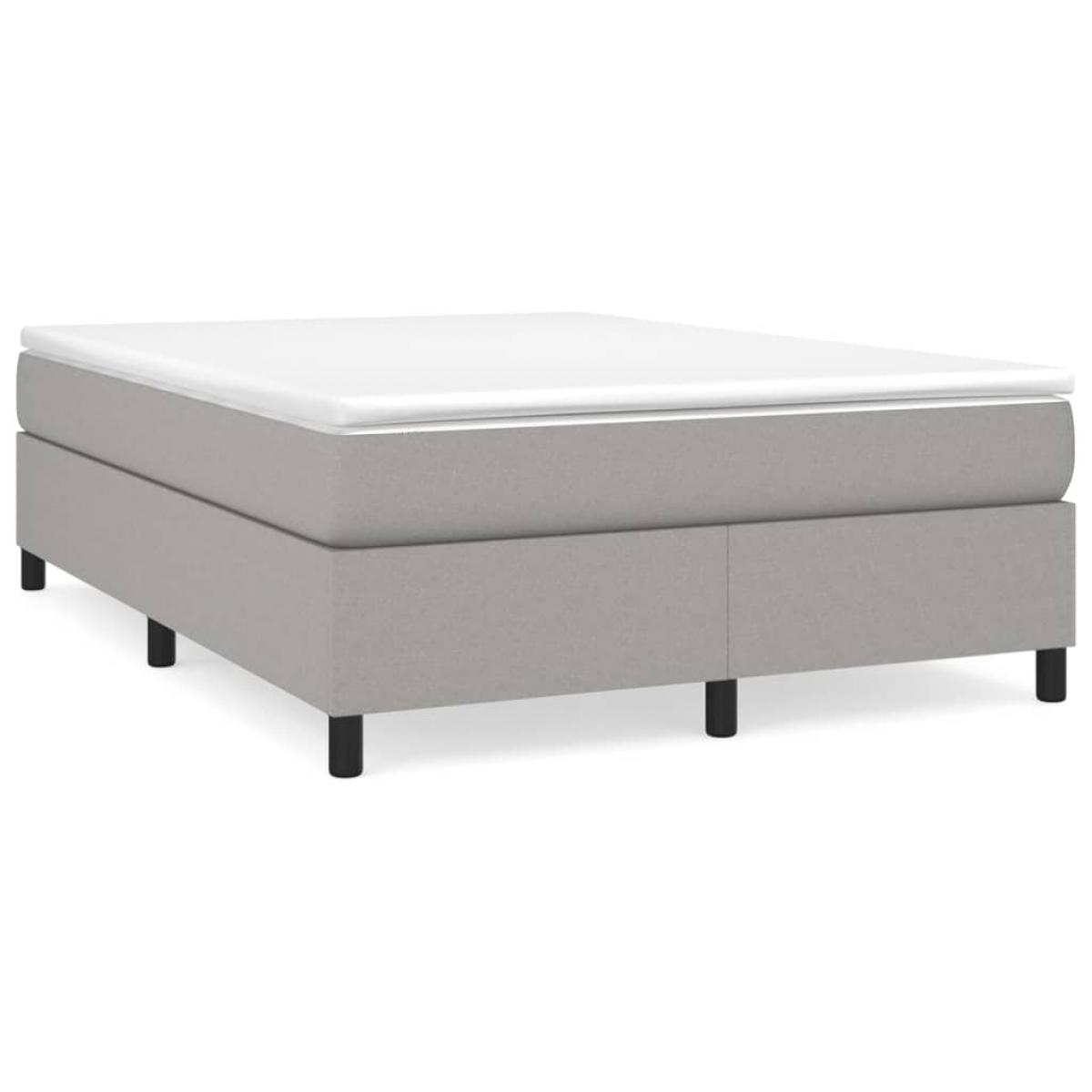 Cama box spring con colchón tela gris claro 140x190 cm