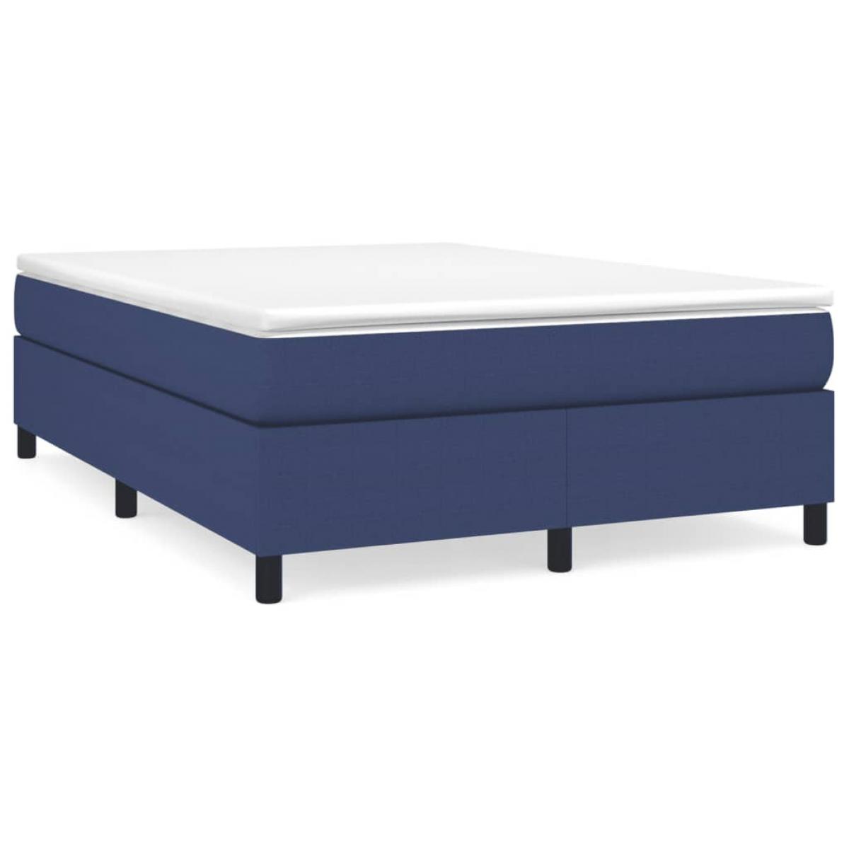 Cama box spring con colchón tela azul 140x200 cm