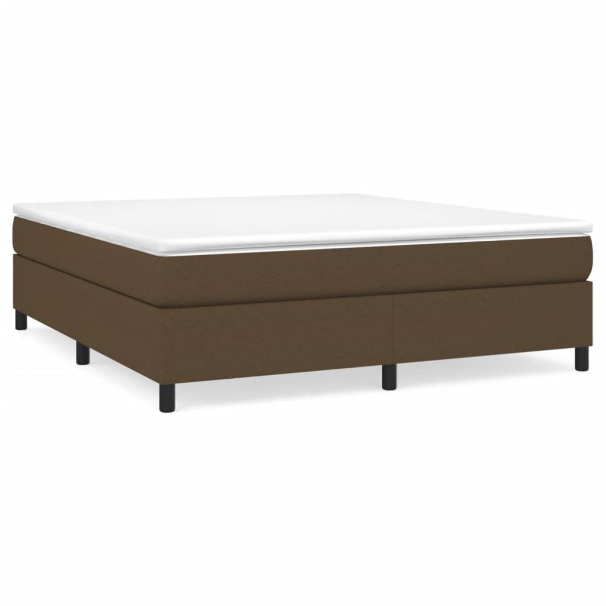 Cama box spring con colchón tela marrón oscuro 160x200 cm