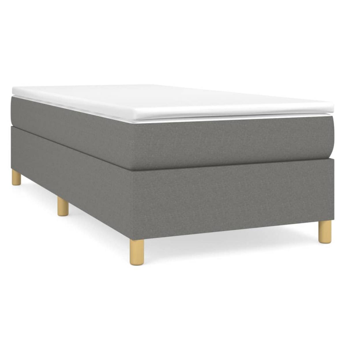 Cama box spring con colchón tela gris oscuro 90x190 cm