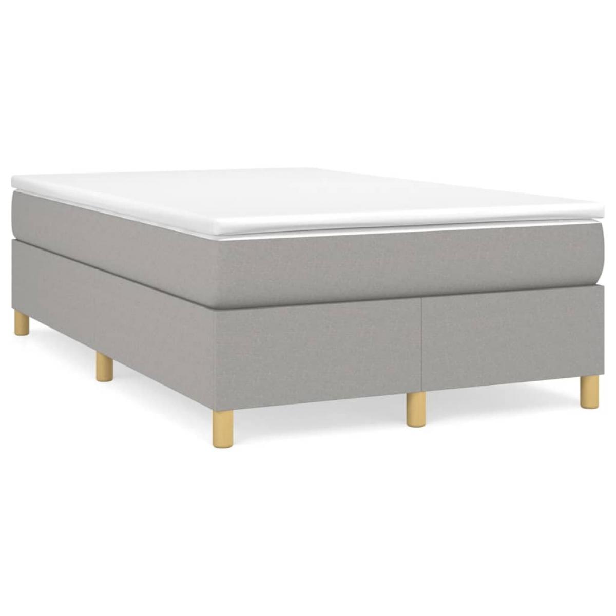 Cama box spring con colchón tela gris claro 120x200 cm
