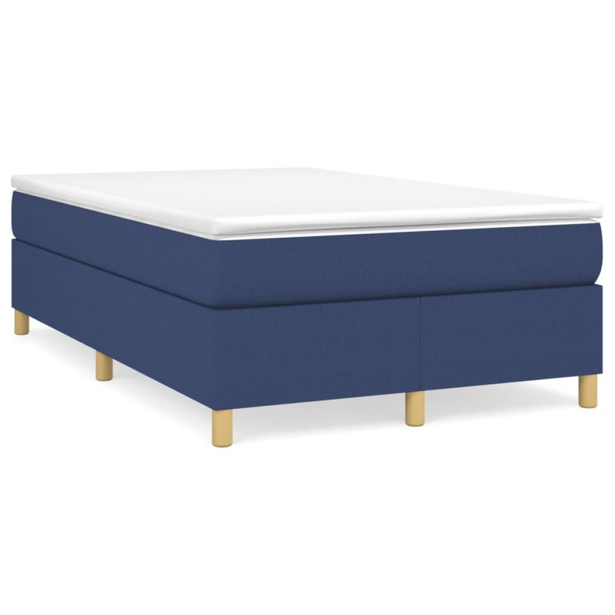 Cama box spring con colchón tela azul 120x200 cm