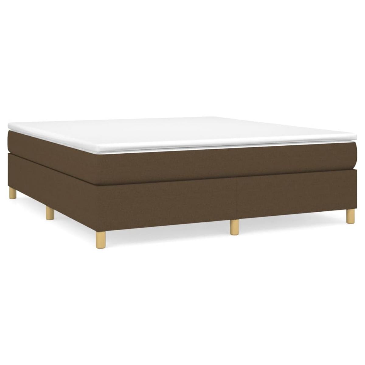Cama box spring con colchón tela marrón oscuro 160x200 cm