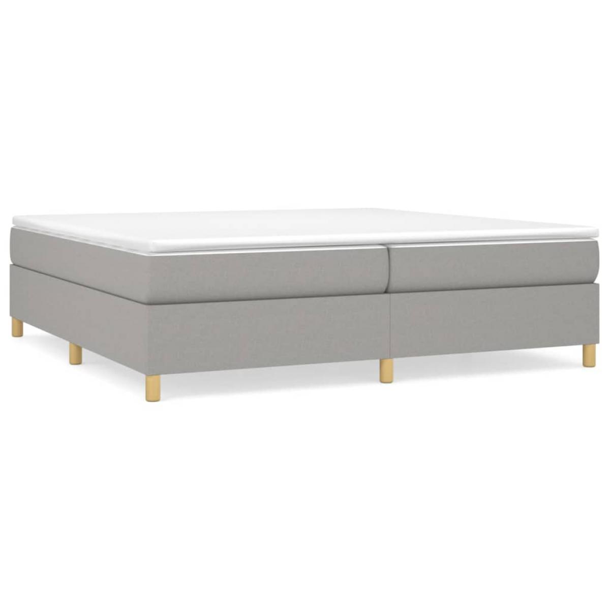 Cama box spring con colchón tela gris claro 200x200 cm