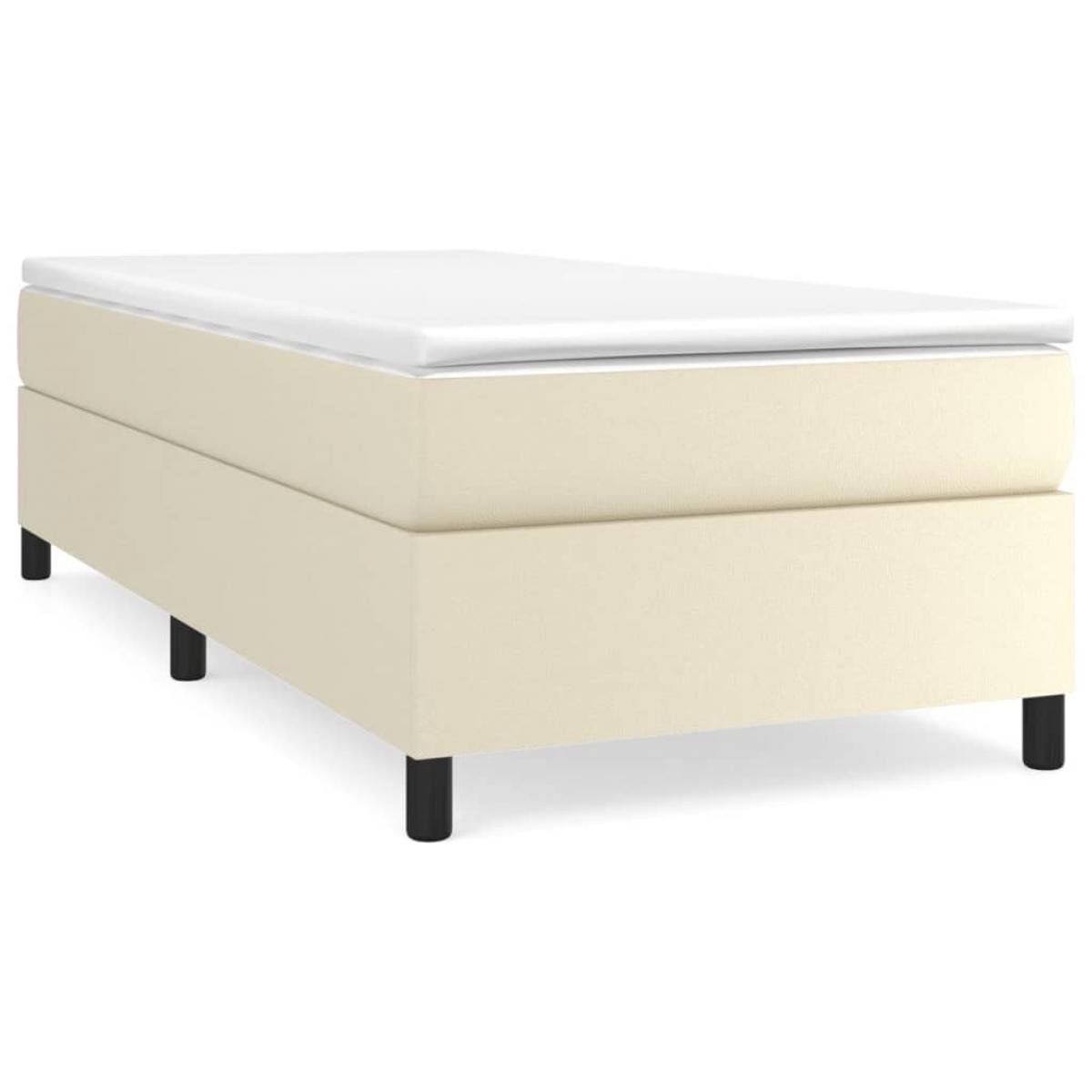 Cama box spring con colchón cuero sintético crema 90x190 cm
