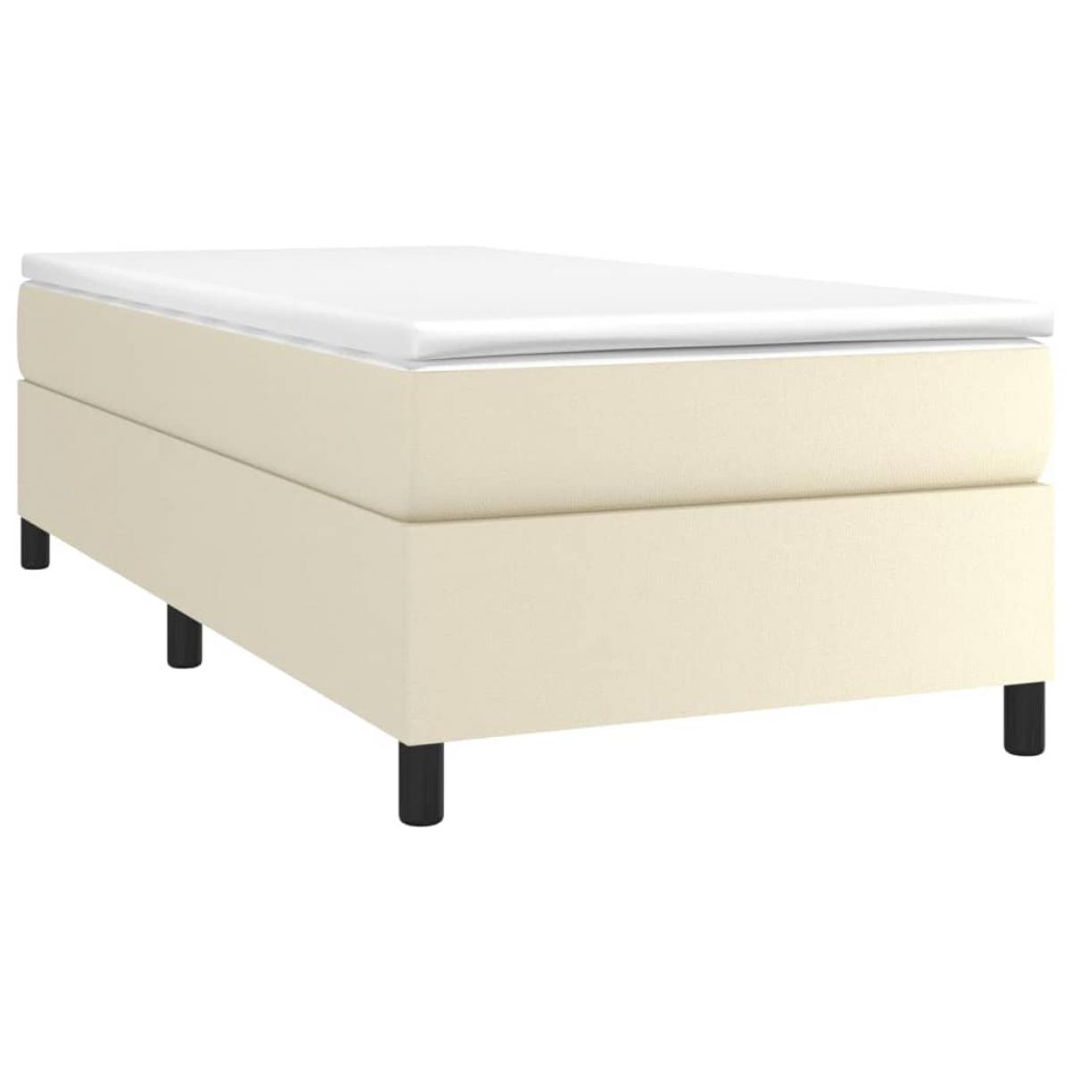 Cama box spring con colchón cuero sintético crema 90x190 cm