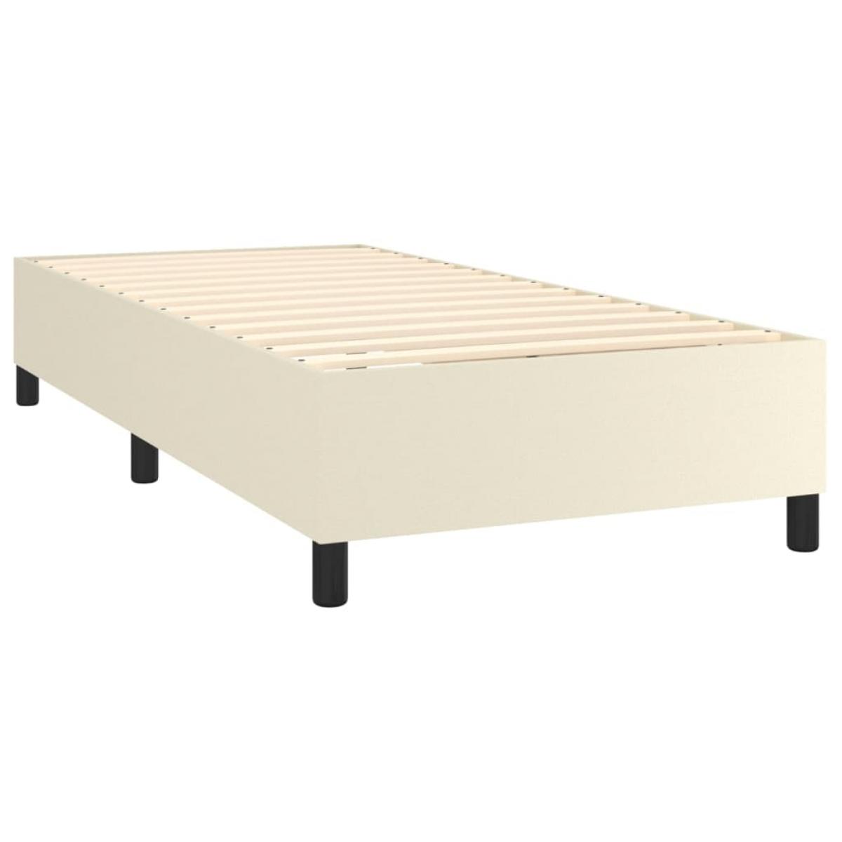 Cama box spring con colchón cuero sintético crema 90x190 cm