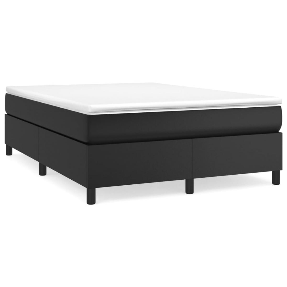 Cama box spring con colchón cuero sintético negro 140x190 cm
