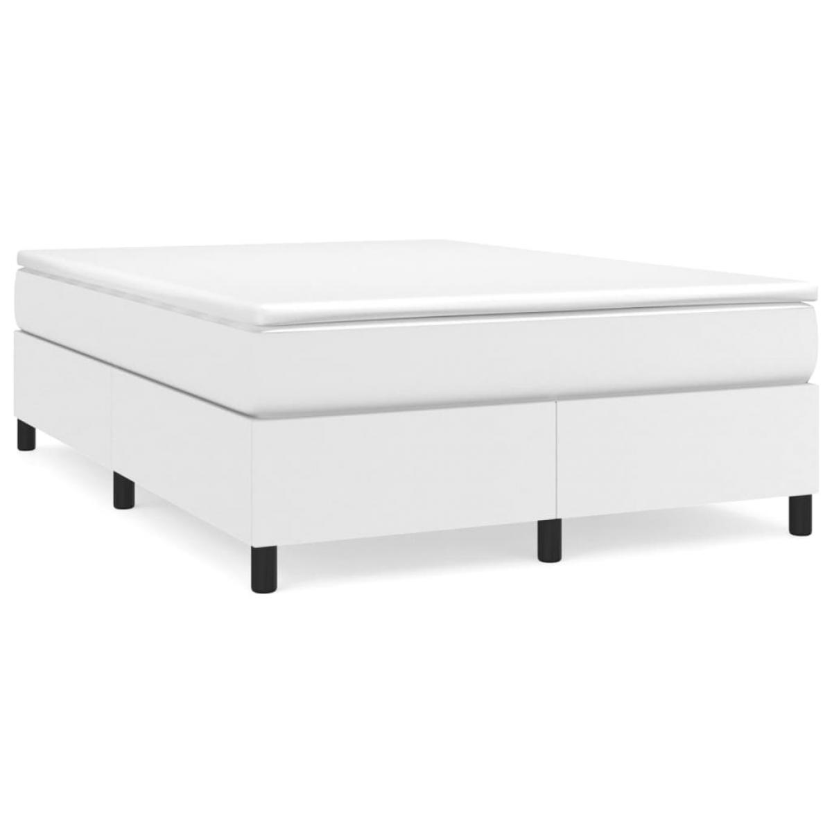 Cama box spring con colchón cuero sintético blanco 140x200cm