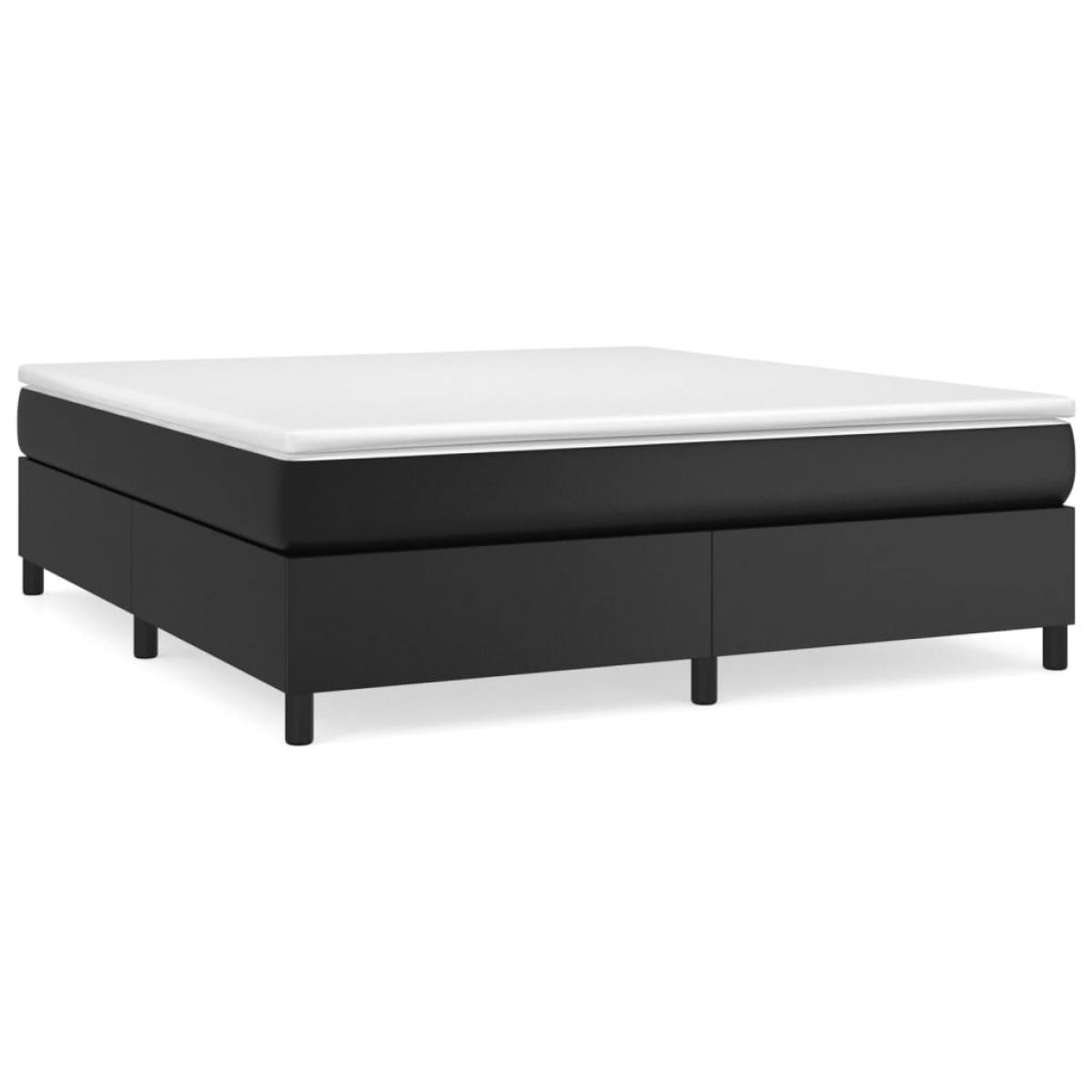 Cama box spring con colchón cuero sintético negro 160x200 cm