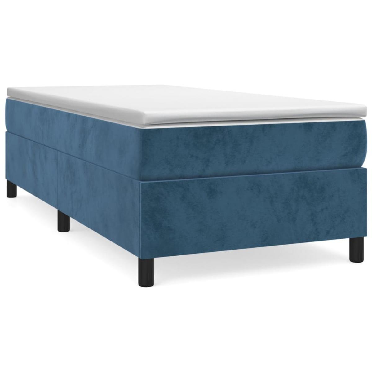 Cama box spring con colchón terciopelo azul oscuro 80x200 cm