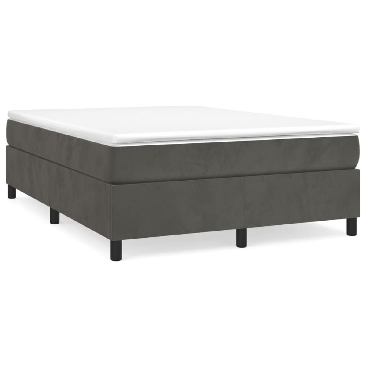 Cama box spring con colchón terciopelo gris oscuro 140x200 cm