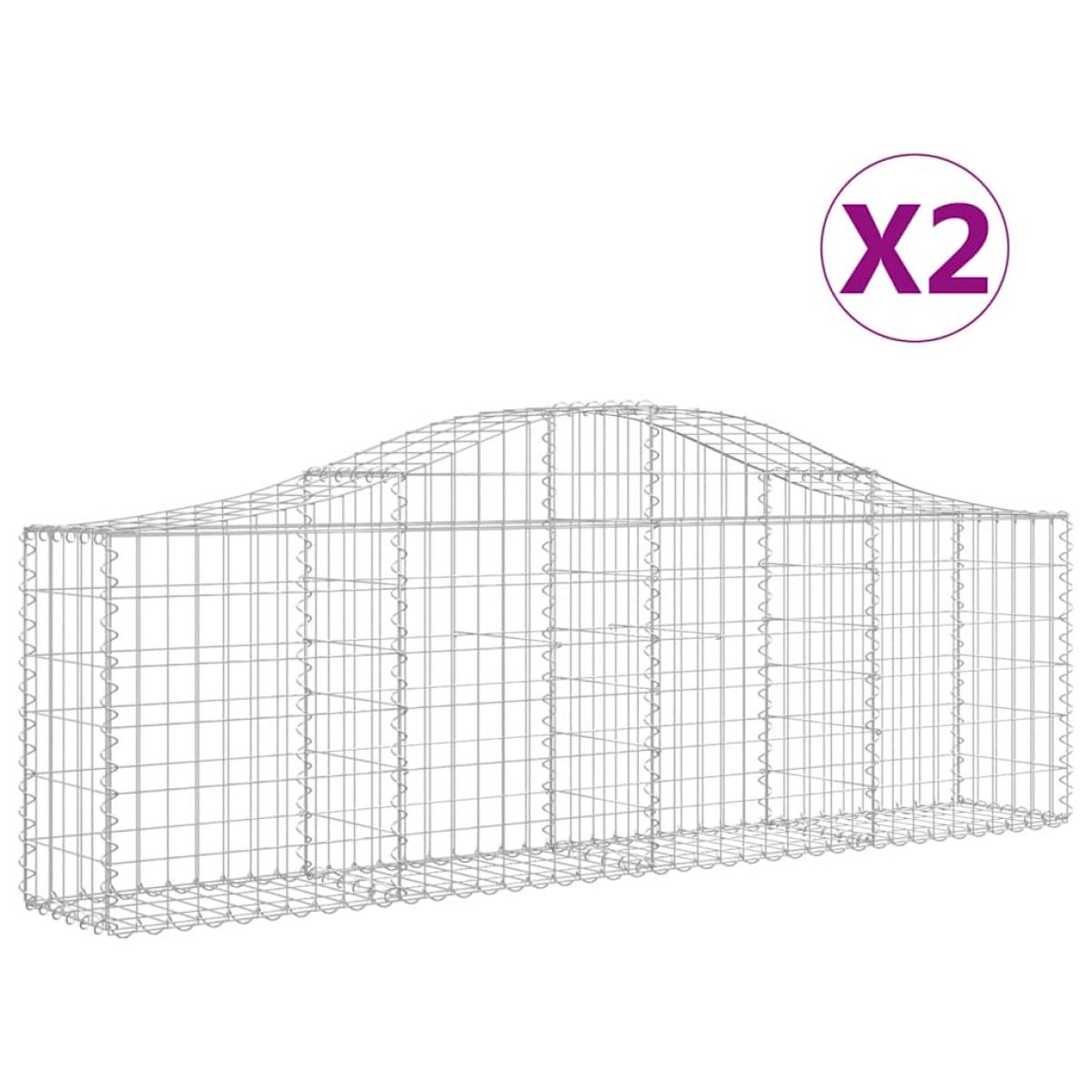 Cestas gaviones 2 uds forma de arco hierro 200x30x60/80 cm