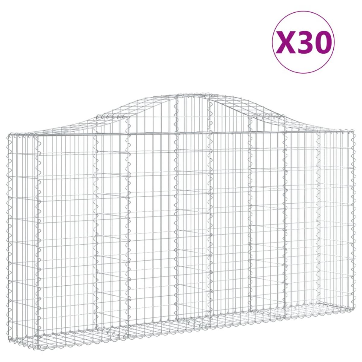 Cestas gaviones 30 uds forma de arco hierro 200x30x100/120 cm
