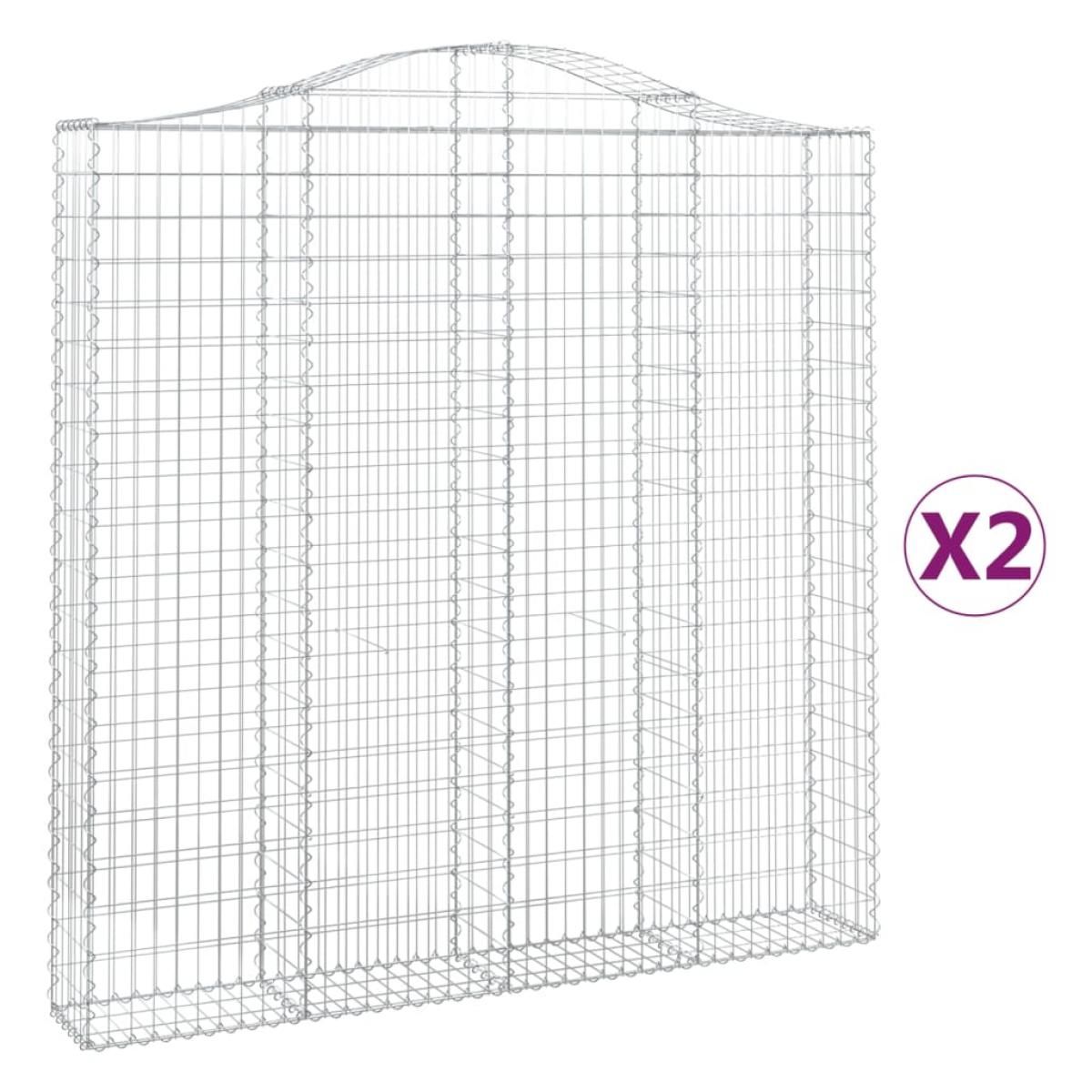 Cestas de gaviones 2 uds forma de arco hierro 200x30x200/220 cm