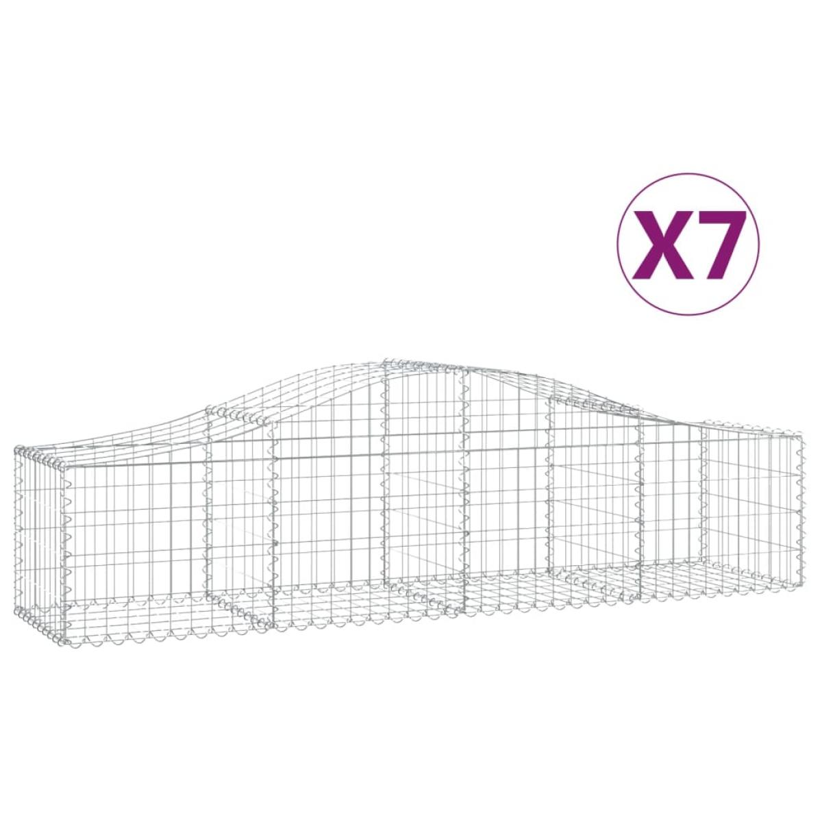 Cestas de gaviones 7 uds forma de arco hierro 200x50x40/60 cm