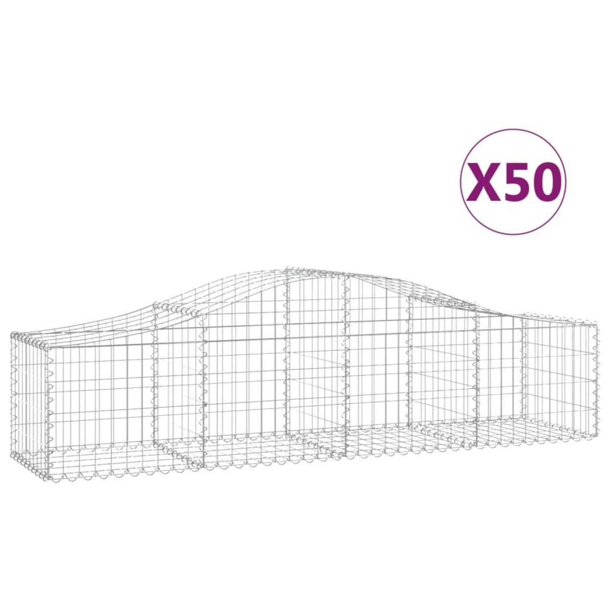 Cestas de gaviones 50 uds forma de arco hierro 200x50x40/60 cm