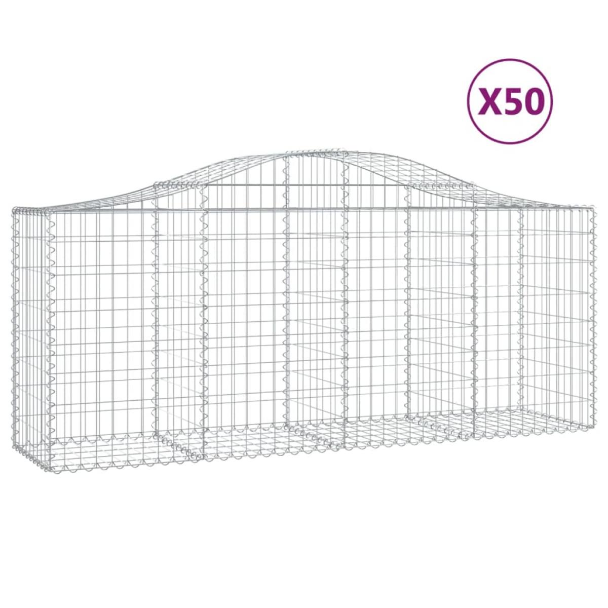 Cestas de gaviones 50 uds forma de arco hierro 200x50x80/100 cm