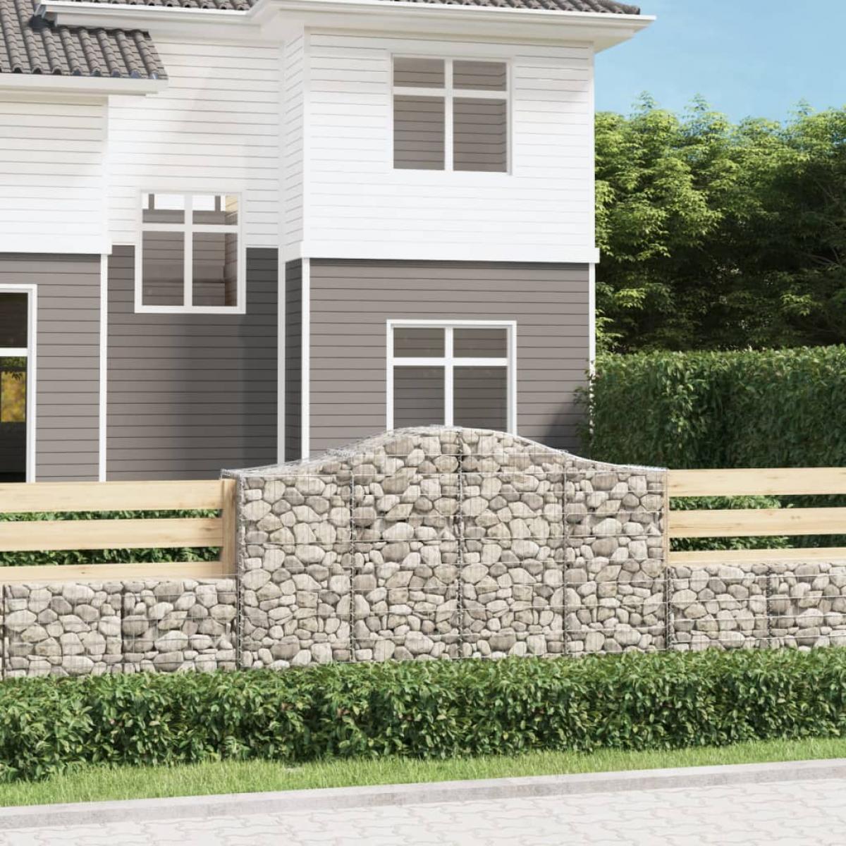 Cestas gaviones 14 uds forma de arco hierro 200x50x120/140 cm