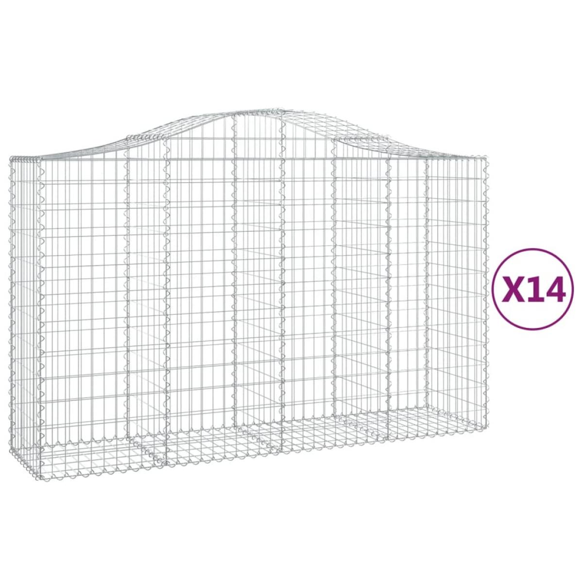 Cestas gaviones 14 uds forma de arco hierro 200x50x120/140 cm