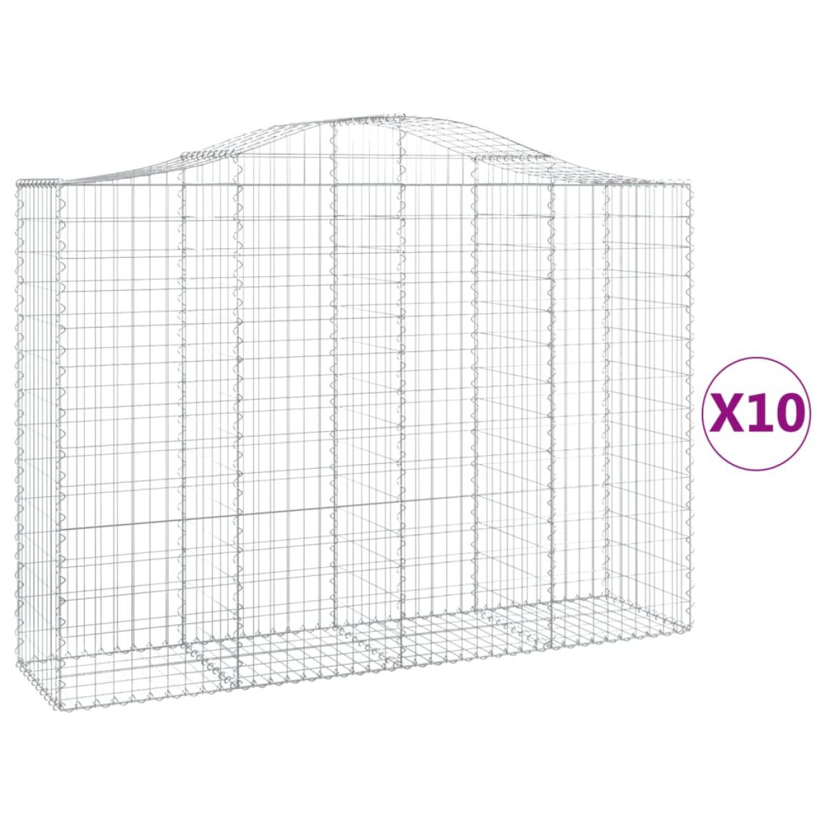 Cestas gaviones 10 uds forma de arco hierro 200x50x140/160 cm
