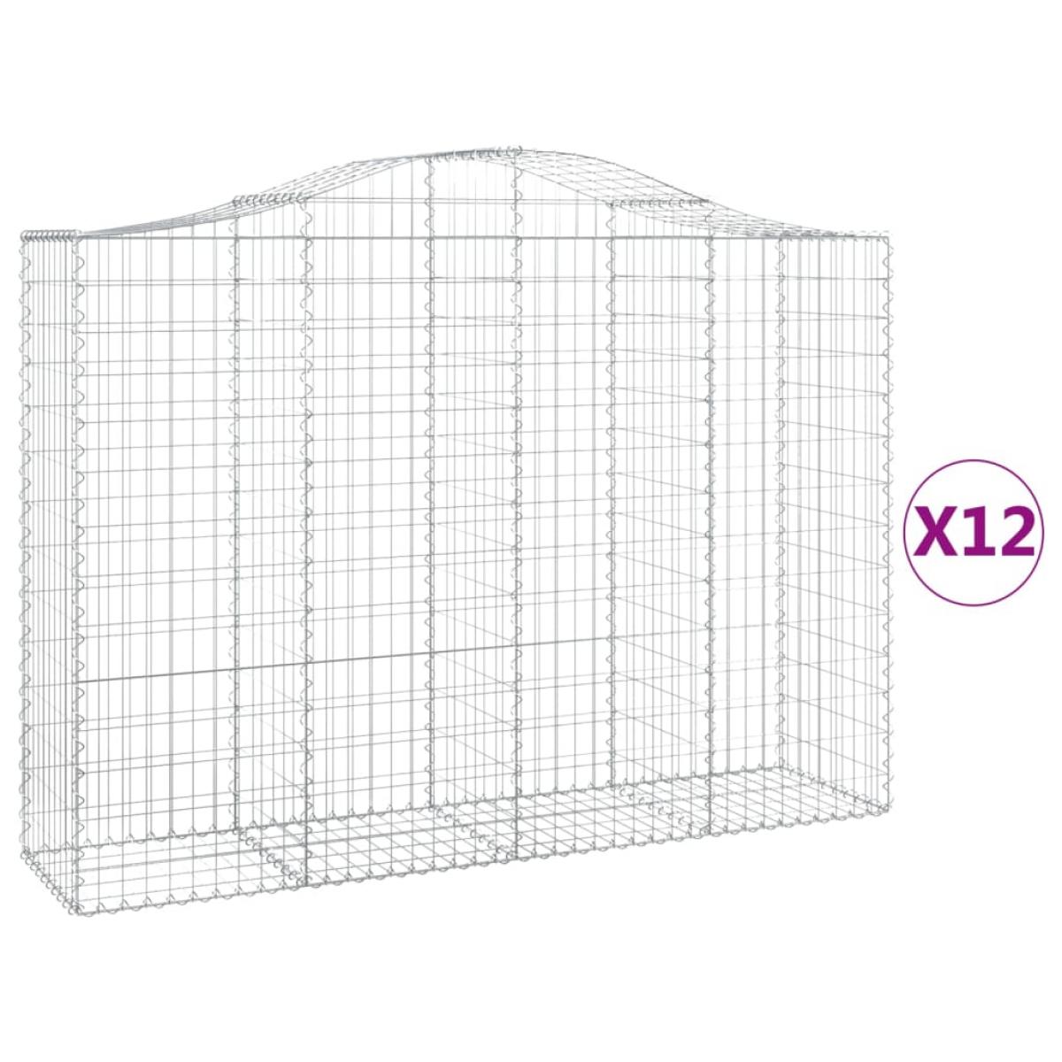 Cestas gaviones 12 uds forma de arco hierro 200x50x140/160 cm