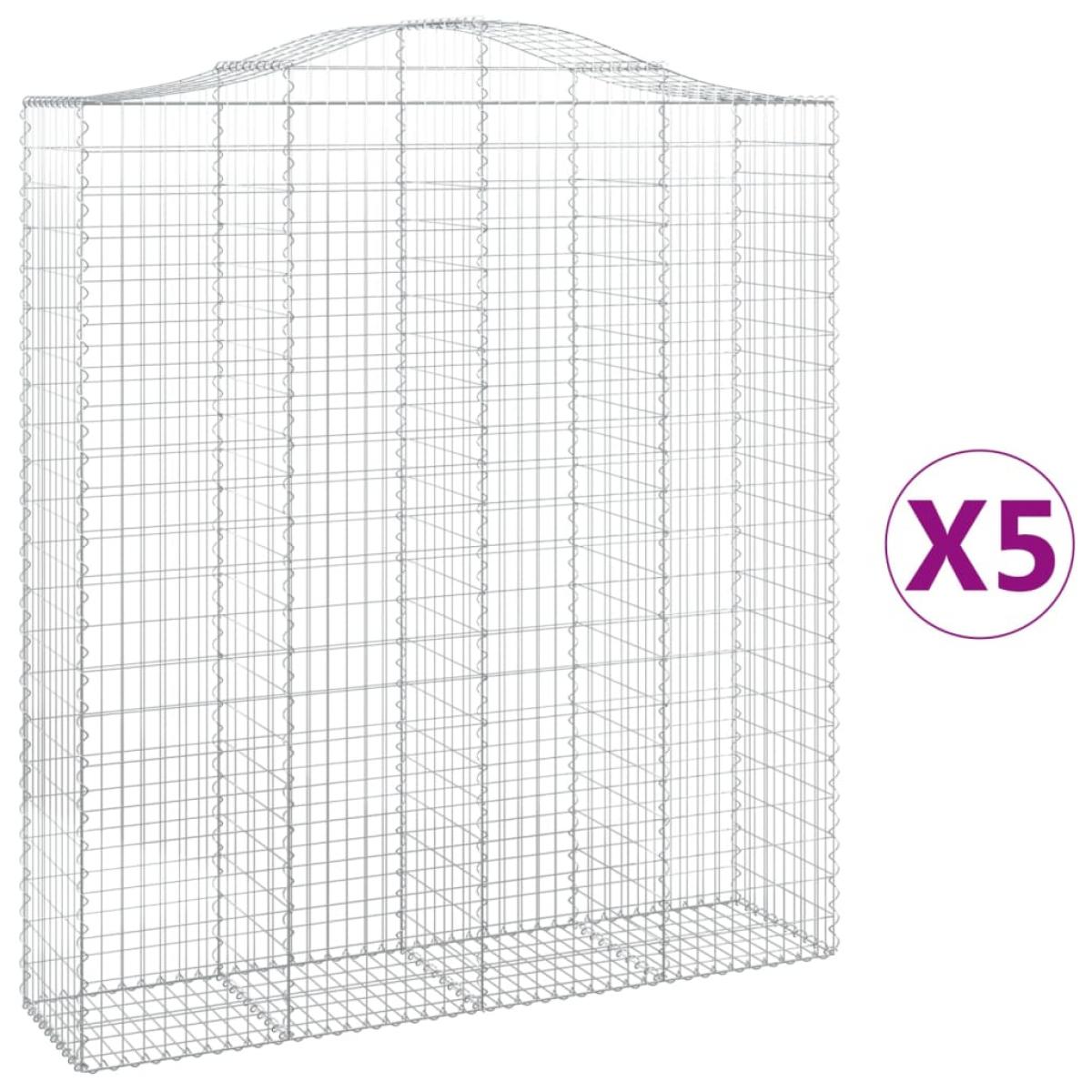 Cestas de gaviones 5 uds forma de arco hierro 200x50x220/240 cm