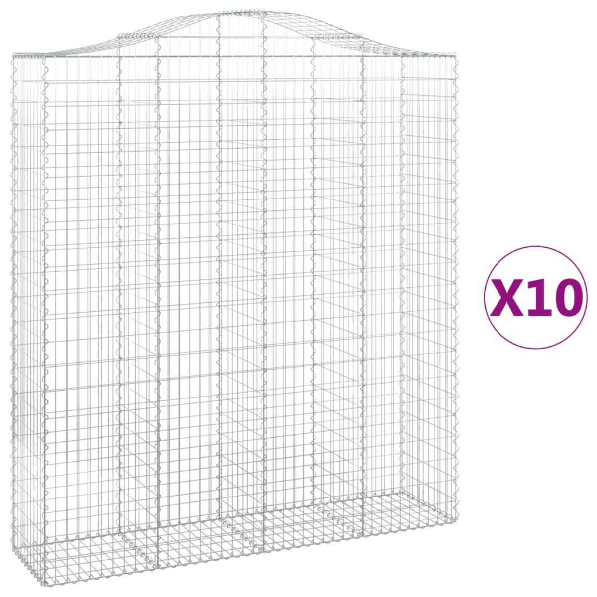 Cestas de gaviones 10 uds forma de arco hierro 200x50x220/240cm