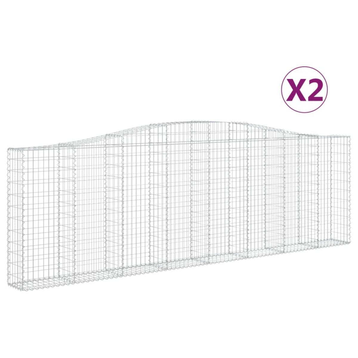 Cestas de gaviones 2 uds forma de arco hierro 400x30x120/140cm