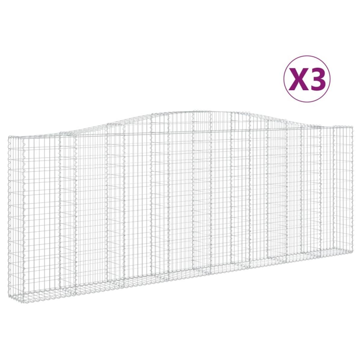 Cestas de gaviones 3 uds forma de arco hierro 400x30x140/160 cm