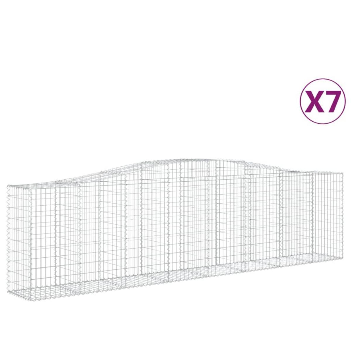 Cestas de gaviones 7 uds forma de arco hierro 400x50x100/120 cm