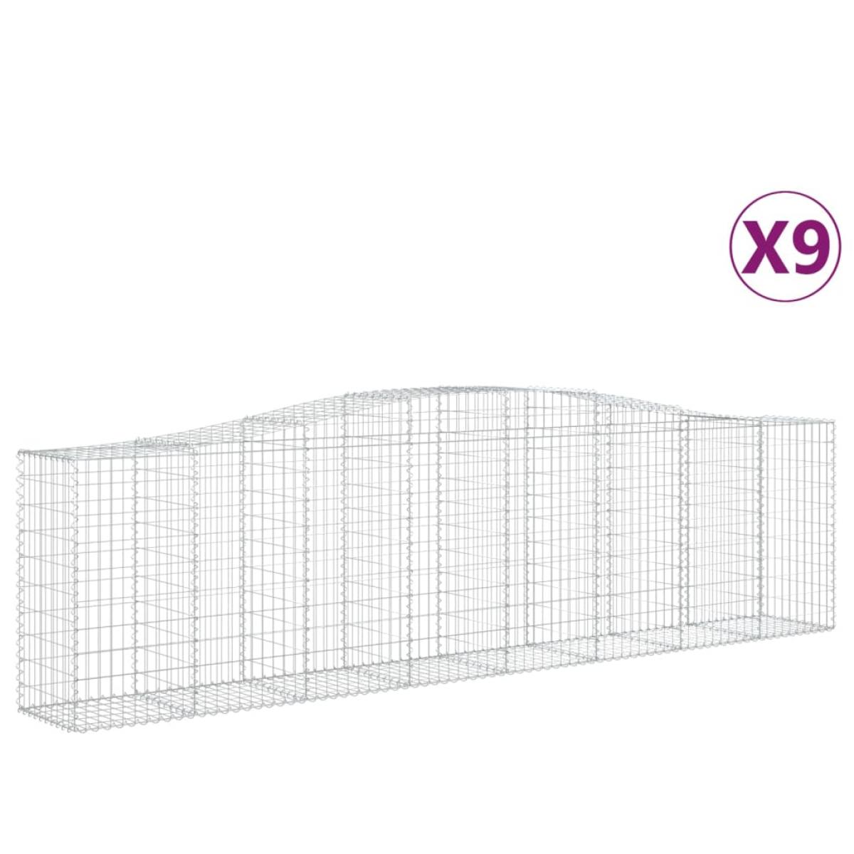 Cestas de gaviones 9 uds forma de arco hierro 400x50x100/120 cm