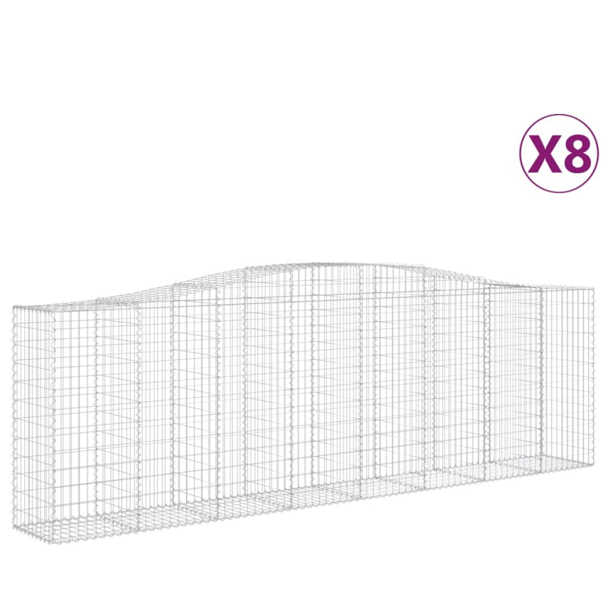 Cestas de gaviones 8 uds forma de arco hierro 400x50x120/140 cm