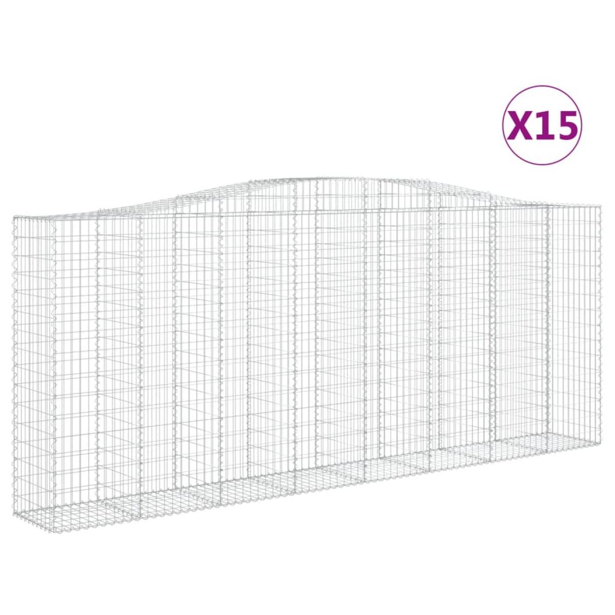 Cestas de gaviones 15 uds forma de arco hierro 400x50x160/180cm