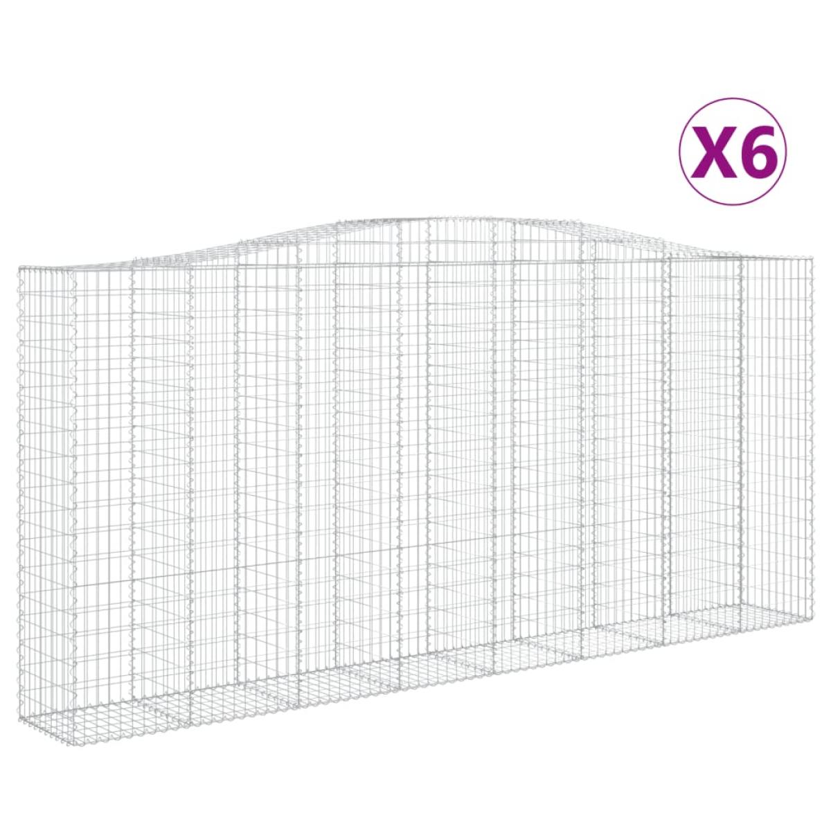 Cestas de gaviones 6 uds forma de arco hierro 400x50x180/200 cm