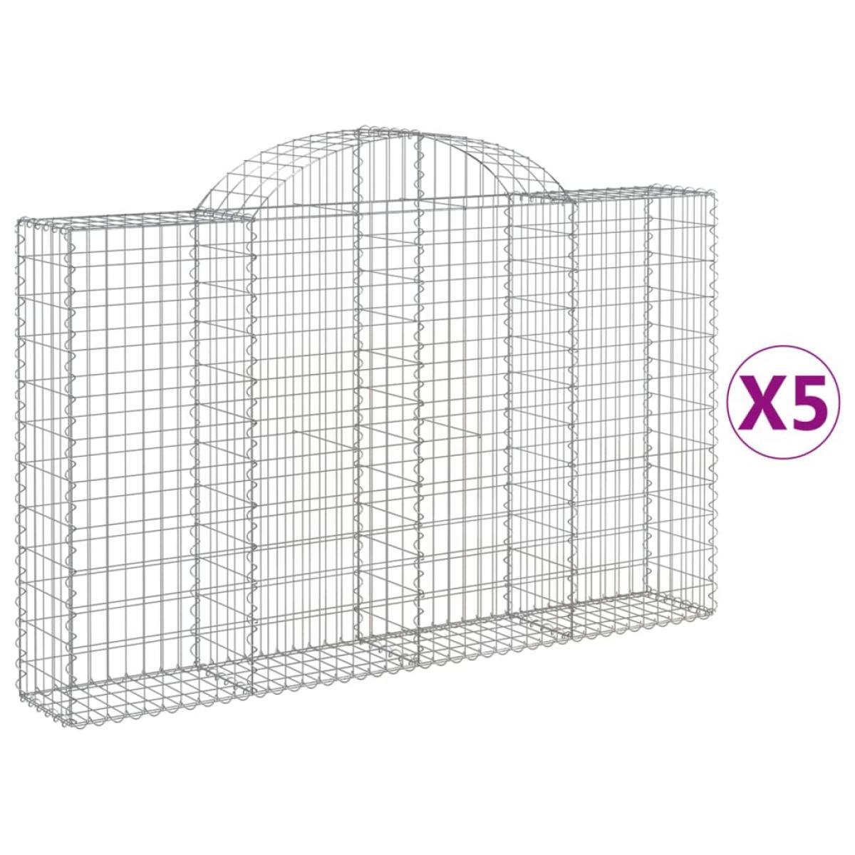 Cestas de gaviones 5 uds forma de arco hierro 200x30x120/140 cm
